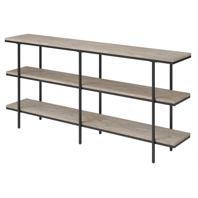 Harper Industrial Modern Console Table with Storage in Antiqued Gray Oak