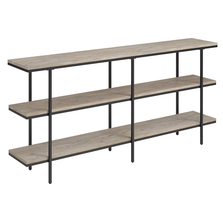 Harper Industrial Modern Console Table with Storage in Antiqued Gray Oak