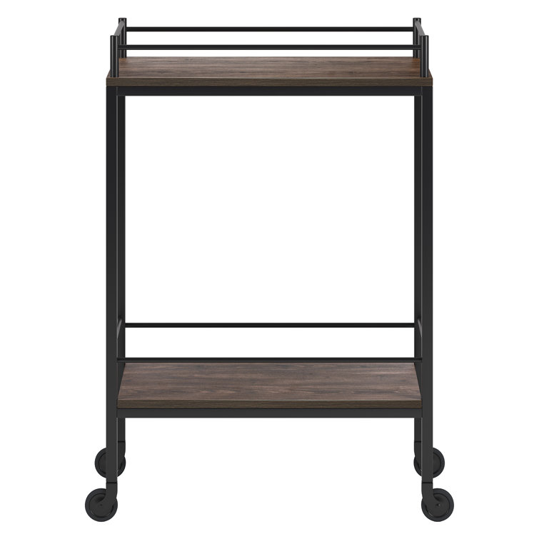 Alder Brown 23" Wood and Metal Bar Cart with Storage