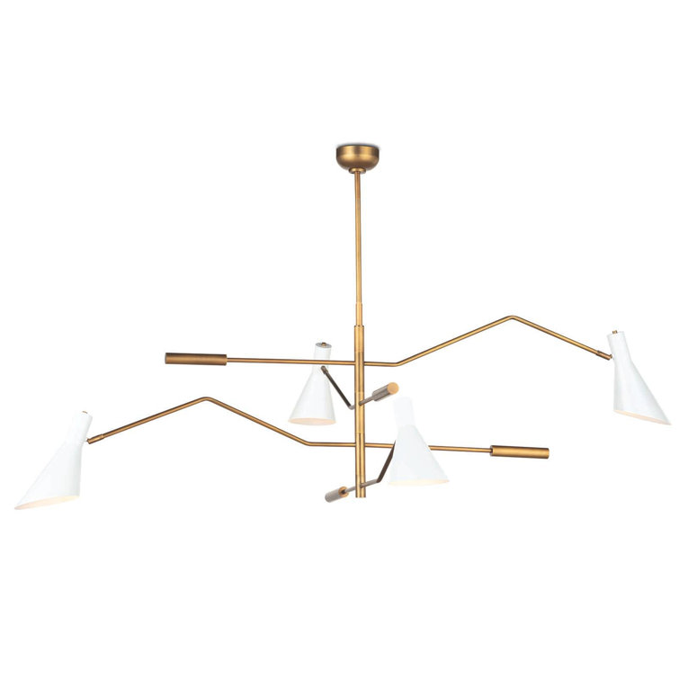 Spyder White and Gold Adjustable Steel 4-Light Chandelier