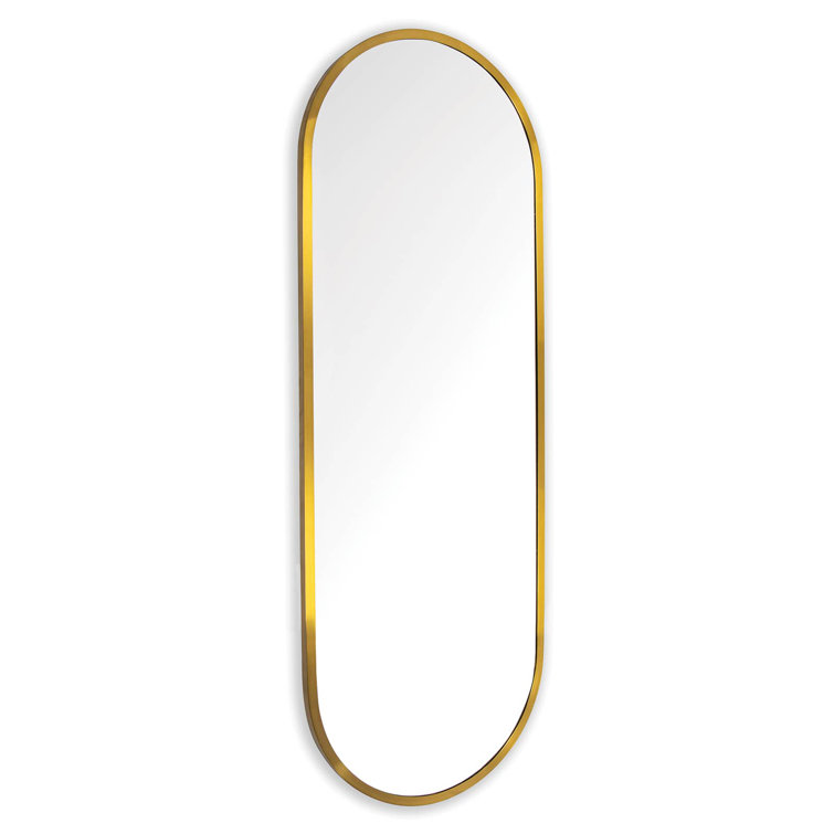 50" x 21" Natural Brass Oval Full Length Mirror