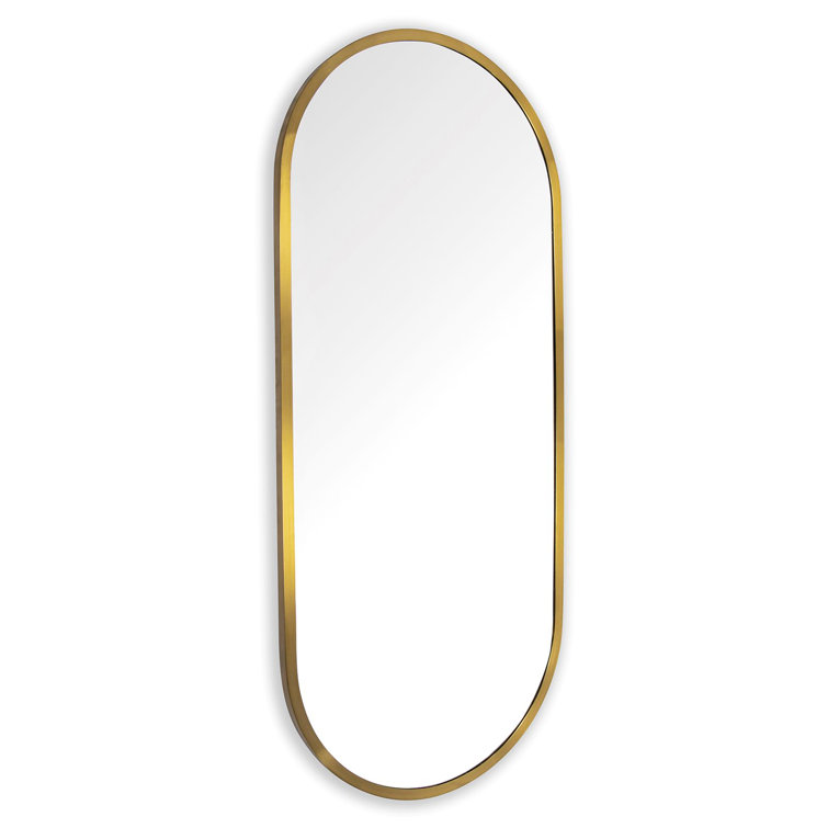 50" x 21" Natural Brass Oval Full Length Mirror