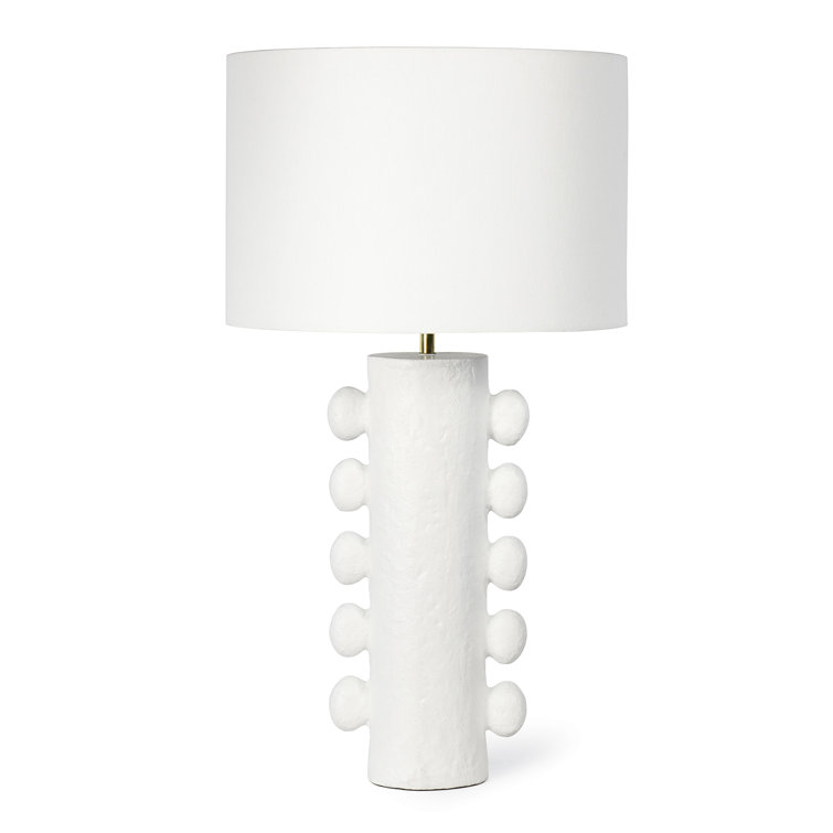 White Linen Shade Table Lamp with Polished Brass Spider