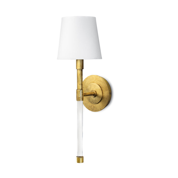 Gold Leaf Polished Brass Linen Shade Sconce