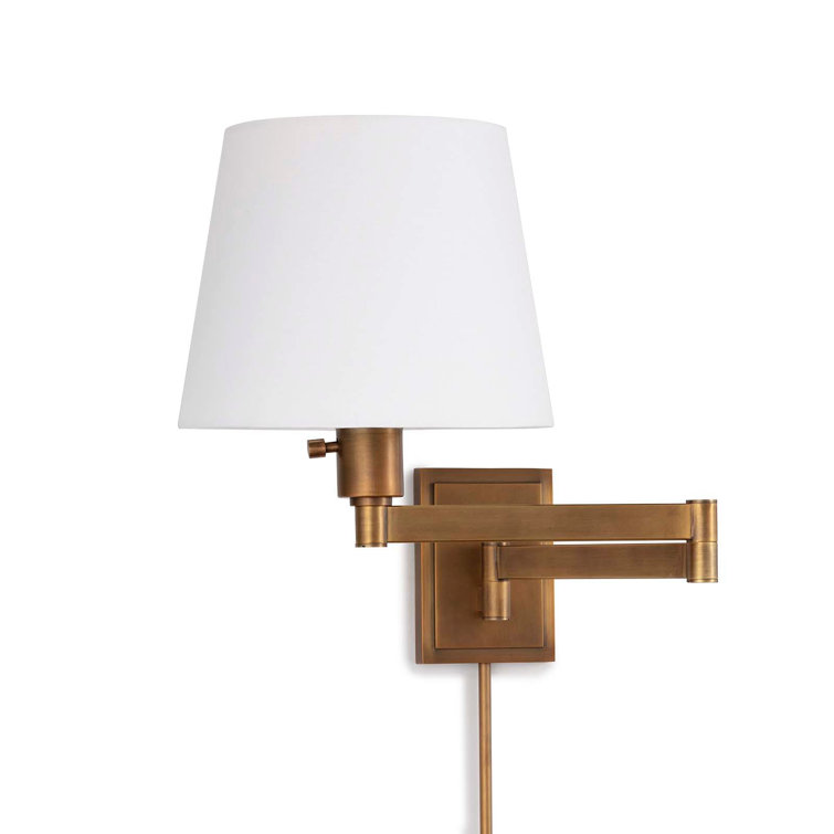 Natural Brass Dimmable Linen Shade Wall Sconce