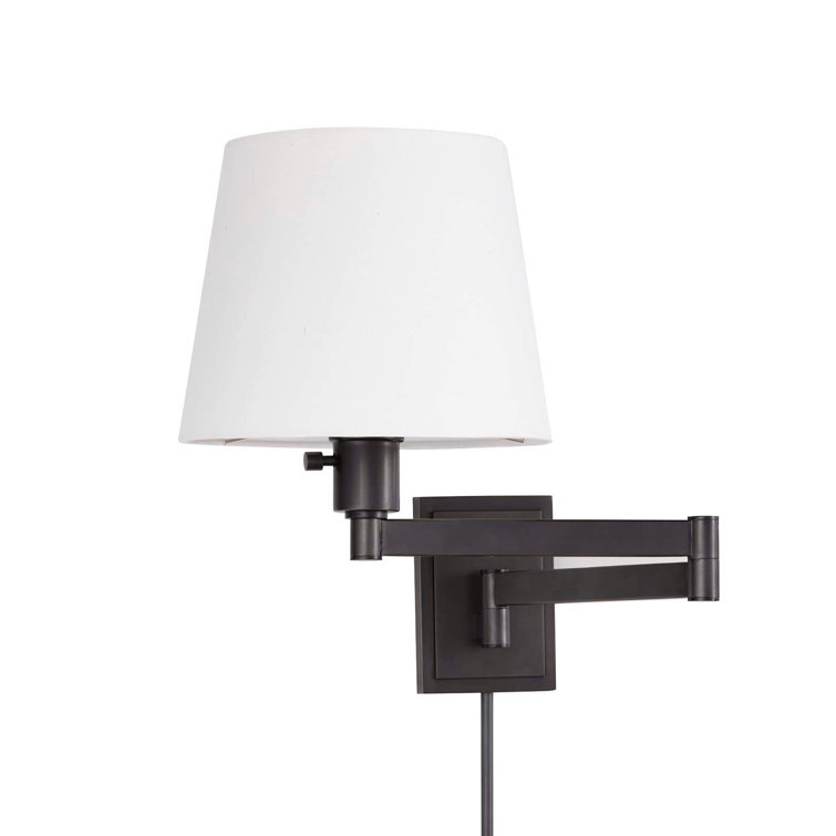 Oil Rubbed Bronze Adjustable Sconce with Linen Shade