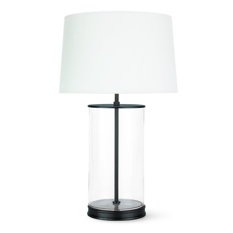Oil Rubbed Bronze Glass Table Lamp with Linen Shade