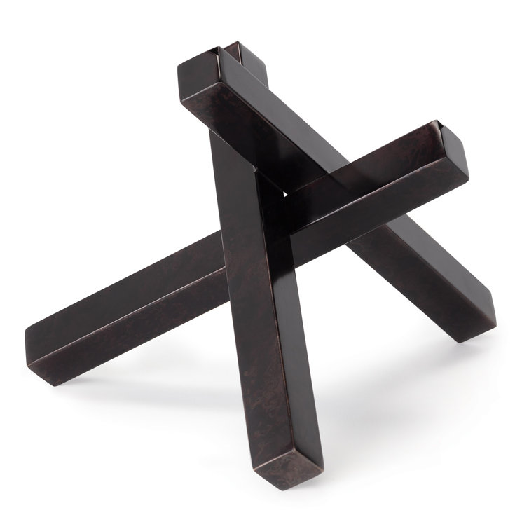 Patina Finish Zinc Metal Intersecting Sculpture