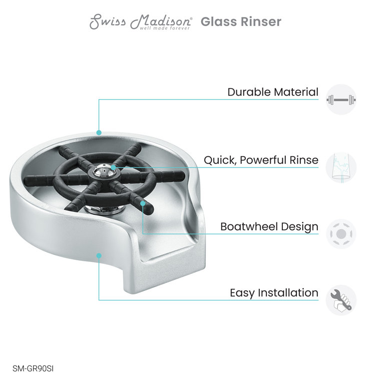 Chrome Glass Rinser with Powerful Jets and Polished Finish