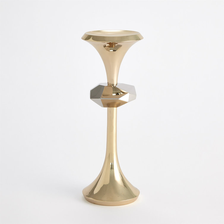 Elegant Gabriel Large Brass Pillar Candle Holder