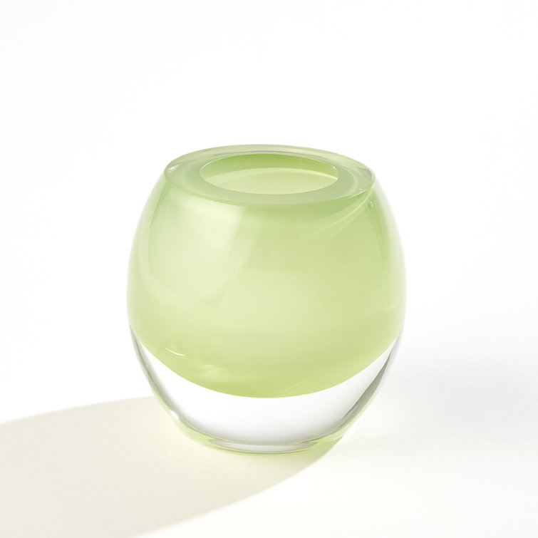 Green Mouth Blown Glass Mid Century Modern Table Vase