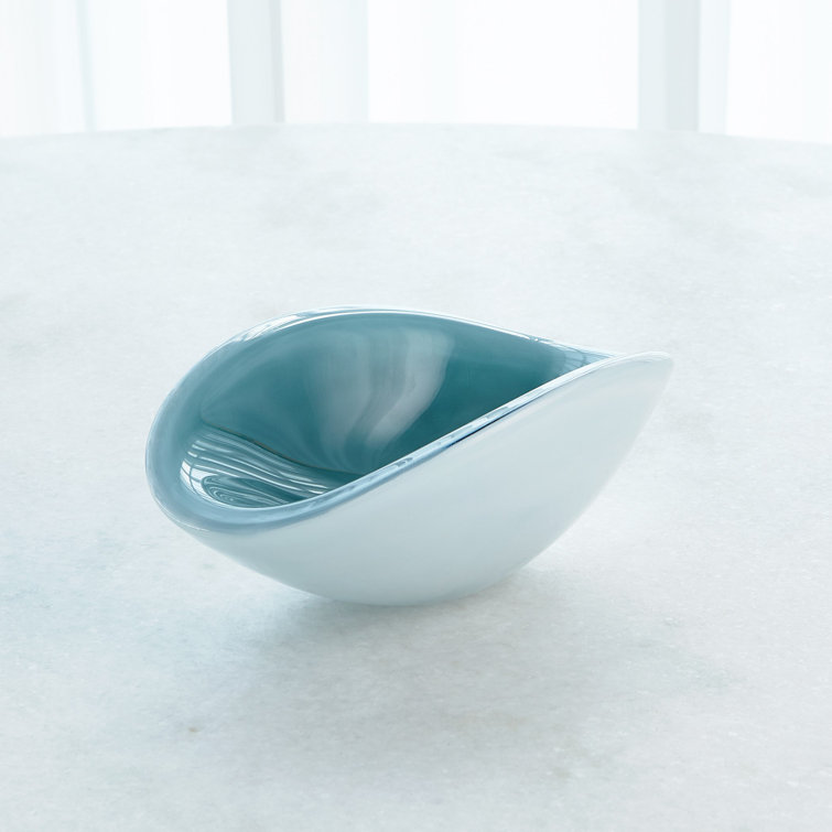 Small Azure Handcrafted Round Glass Decorative Bowl