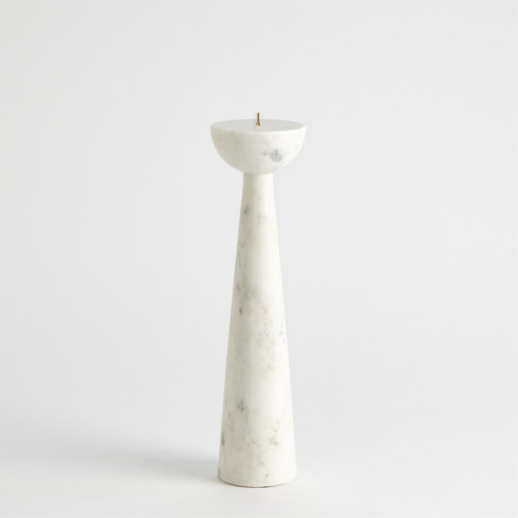White Marble and Iron 17" Candle Stand