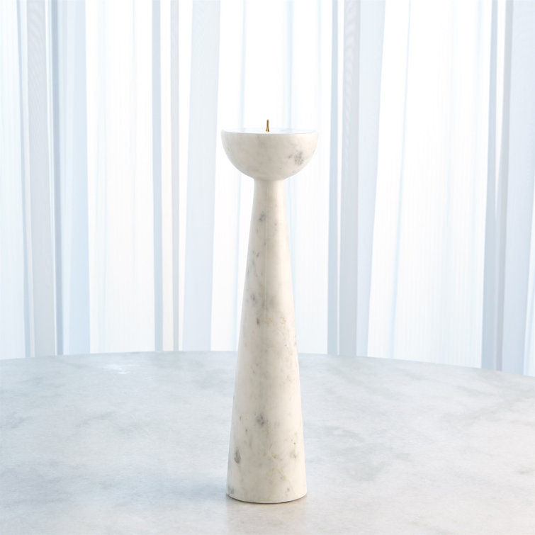 White Marble and Iron 17" Candle Stand