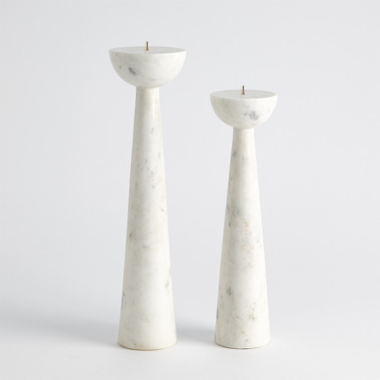 White Marble and Iron 17" Candle Stand