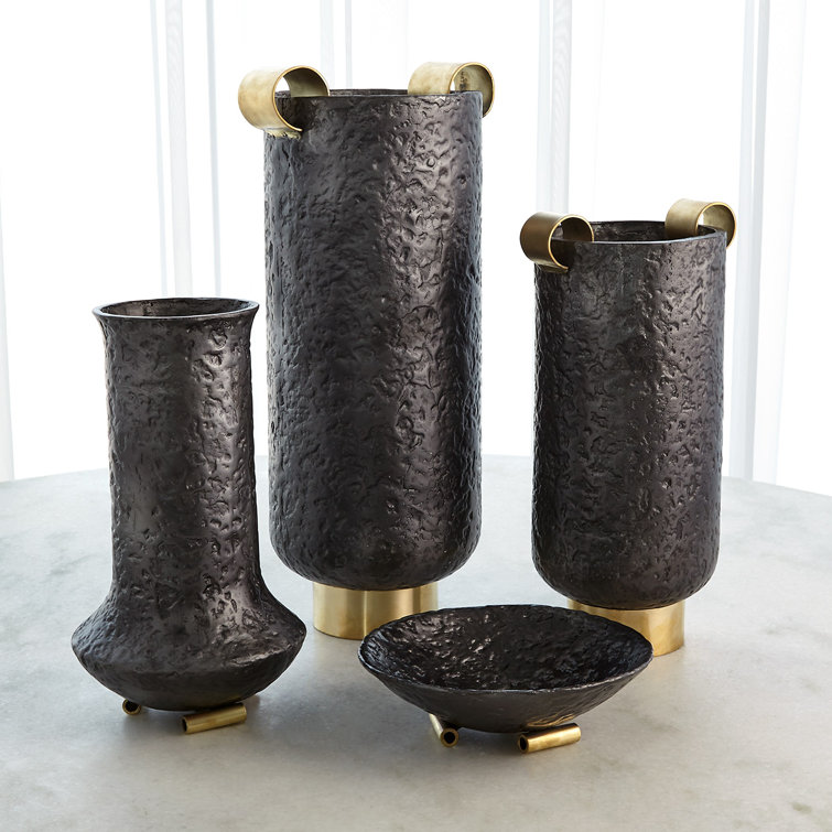 Global Views Amphora Large Ferro Urn in Gunmetal and Brass