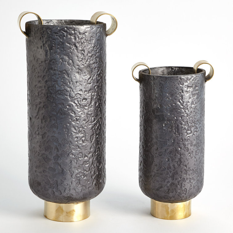 Global Views Amphora Large Ferro Urn in Gunmetal and Brass