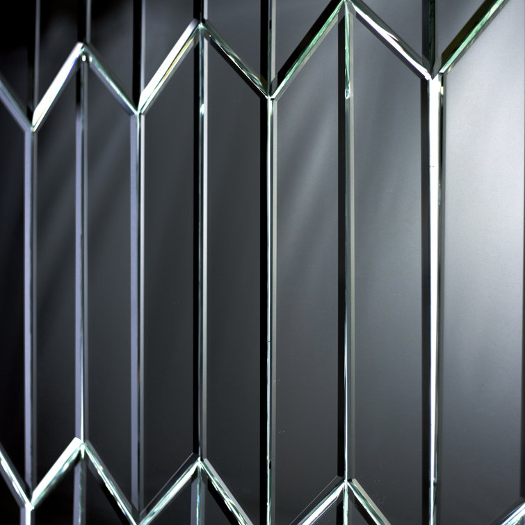 Graphite Blue Glass Chevron Wall Tile for Kitchen and Bathroom