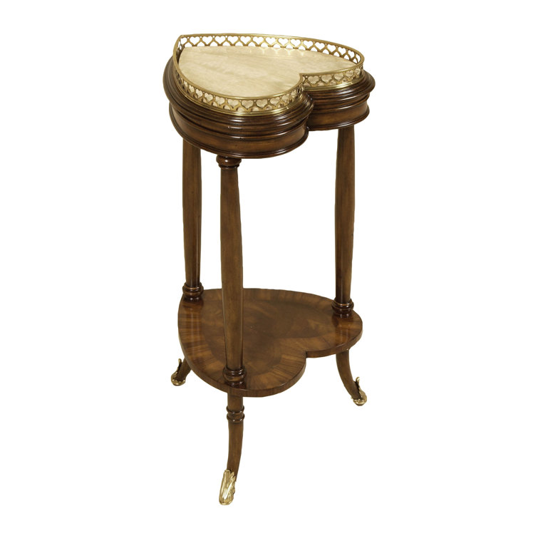Beige Stone Heart-Shaped Two-Tier End Table
