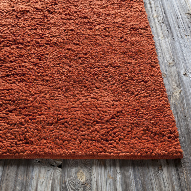 Luxurious Crimson Shag 5' x 7' Handwoven Wool & Viscose Rug
