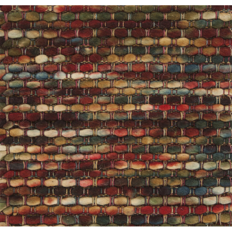 Artisanal Red Wool 5' x 7' Hand-Woven Area Rug