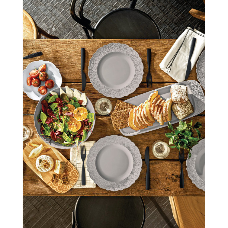 Elegant White Melamine Round Dinner Plates, Set of 4