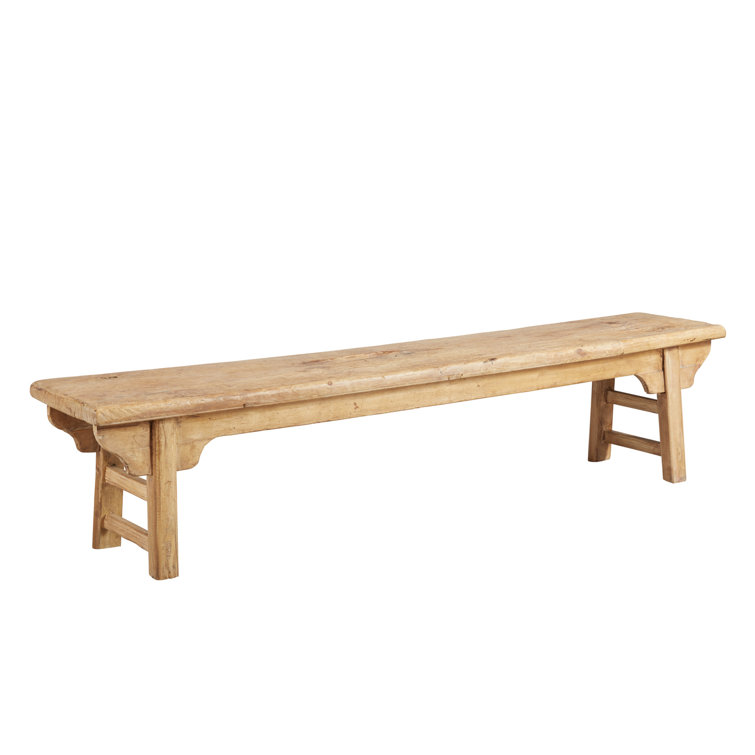 Beige Rustic Wood Transitional Bench