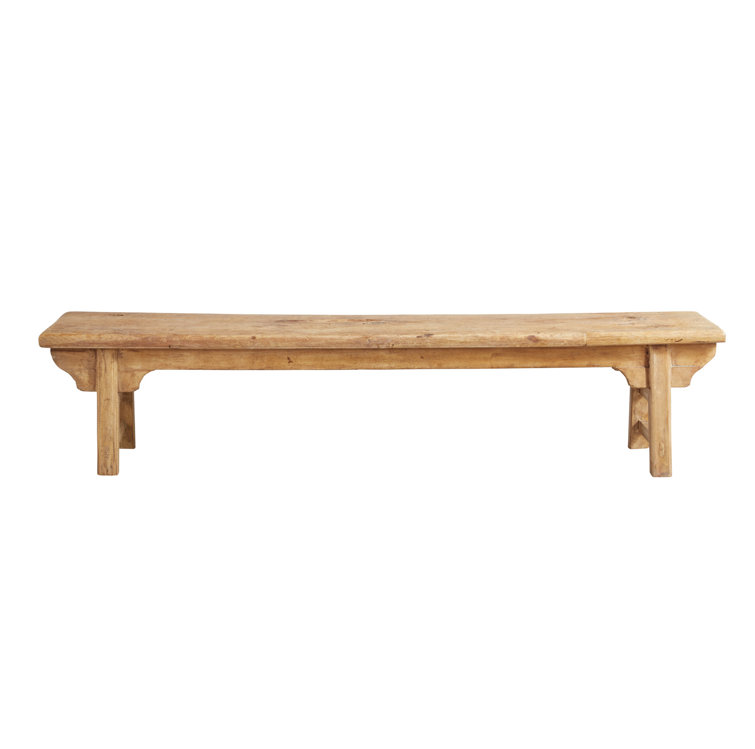Beige Rustic Wood Transitional Bench