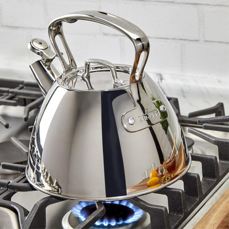 2-Quart Silver Stainless Steel Whistling Tea Kettle