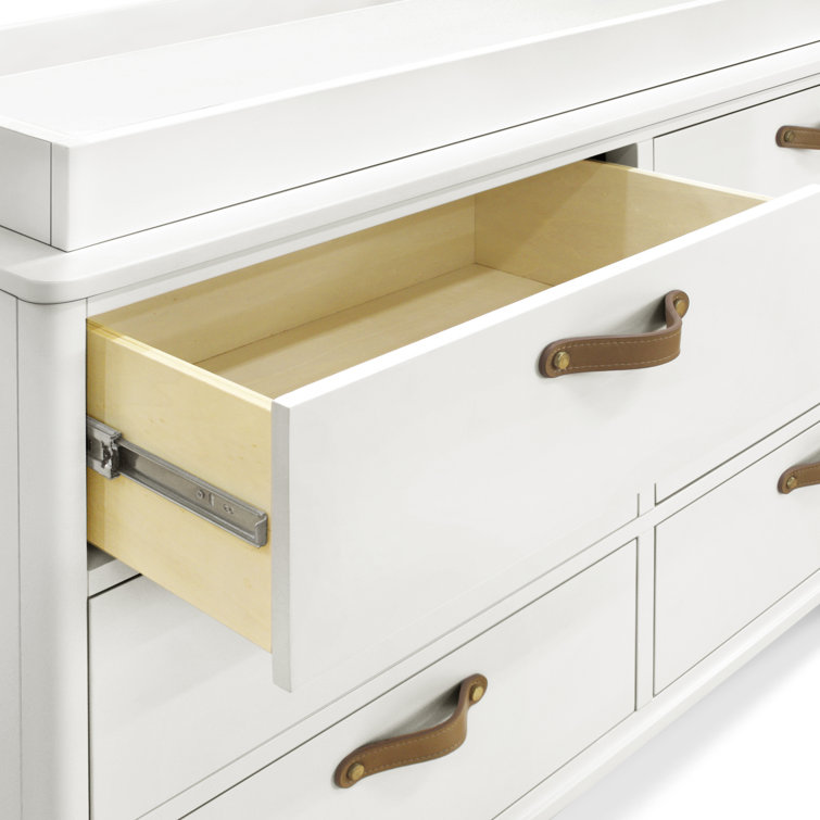 Warm White Tanner Classic 6-Drawer Dresser with Leather Handles