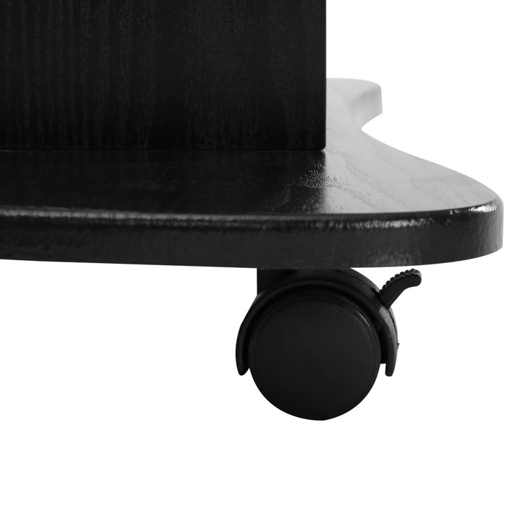 Black Adjustable Height Mobile Laptop Cart with Drawer