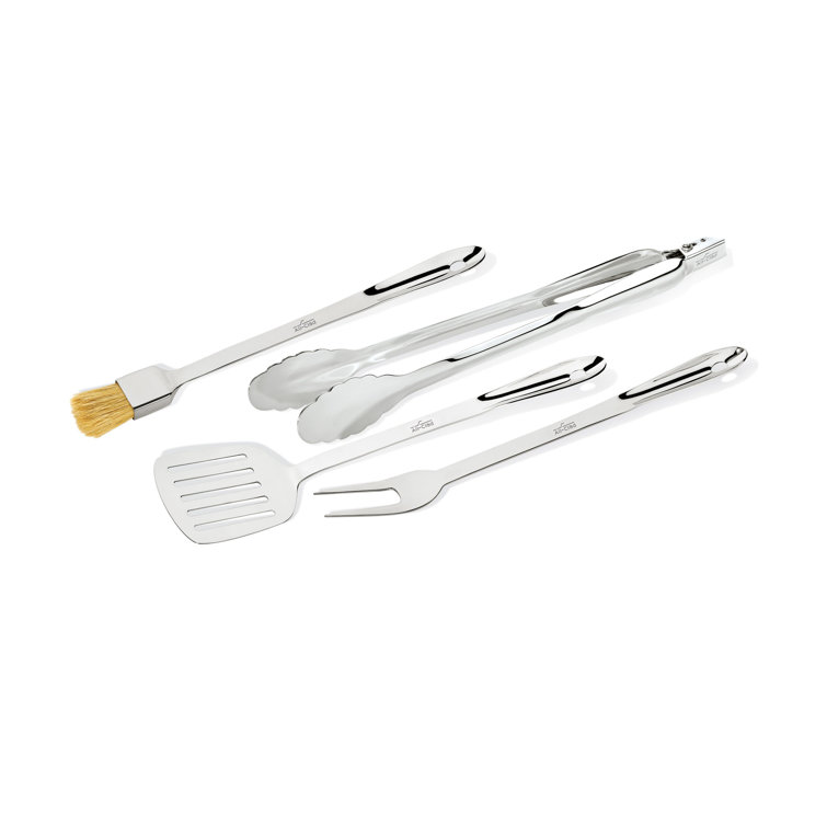 Stainless Steel 4-Piece BBQ Tool Set with Long Handles
