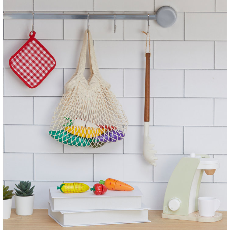 Mint and White Wooden Kids Market Stand with Accessories