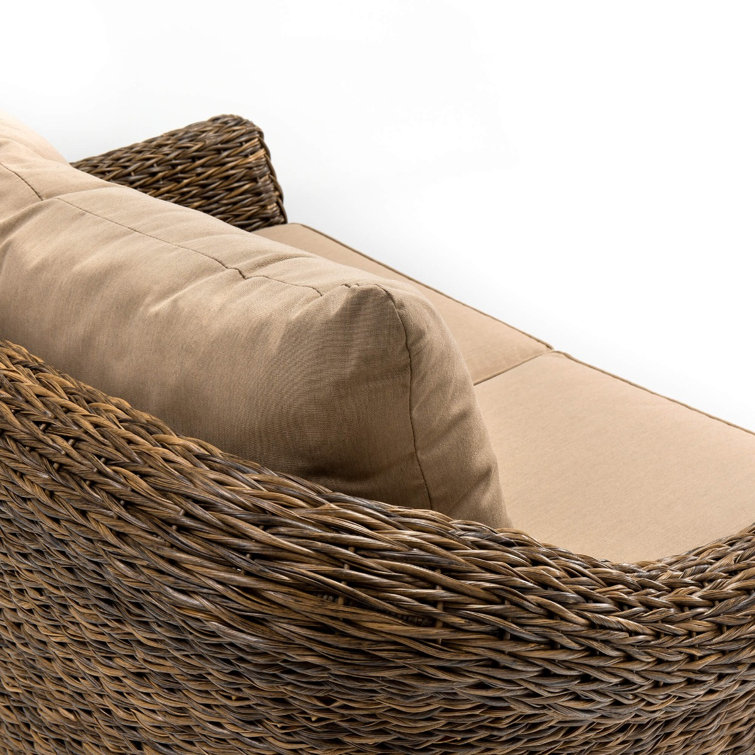 Heritage Brown Rattan Loveseat and Lounge Chair Set with Sunbrella Cushions