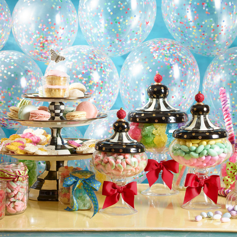 Enchanted Tiered Round Multi-Color Ceramic Platter with Metallic Band
