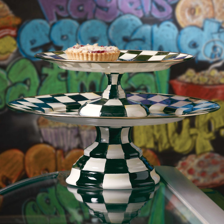 Enchanted Tiered Round Multi-Color Ceramic Platter with Metallic Band