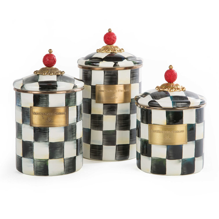 Large Black and White Stainless Steel Enamel Storage Canister