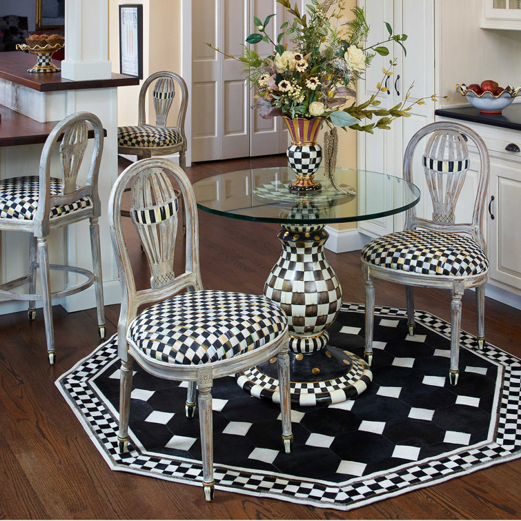 Handcrafted Black and White Ceramic Pedestal Table Base with Goldleaf