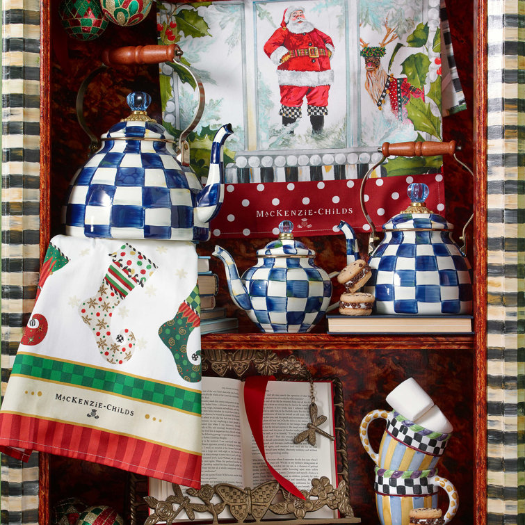 Royal Check Blue and White Enamel Extra Small Kettle