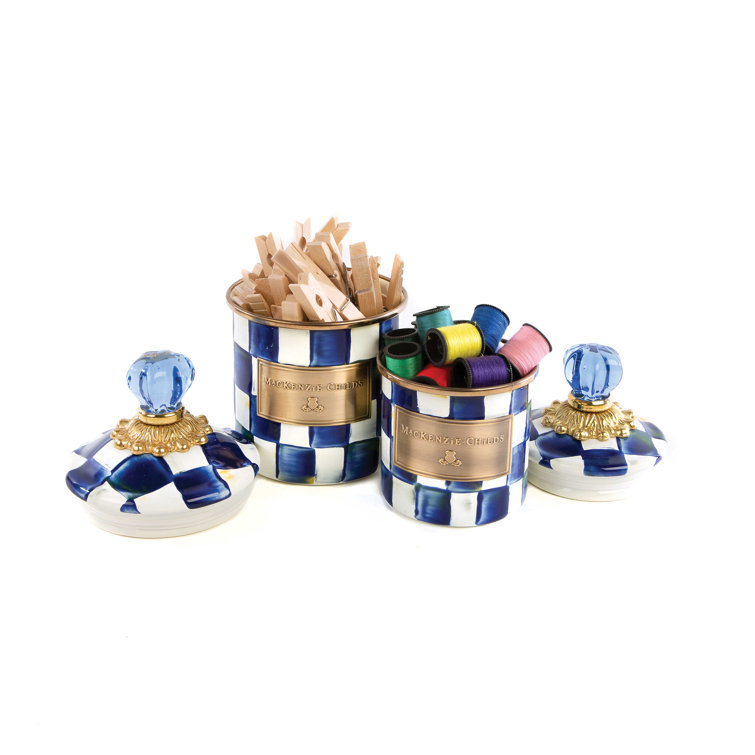 Mini Blue and White Hand-Painted Glass Canister