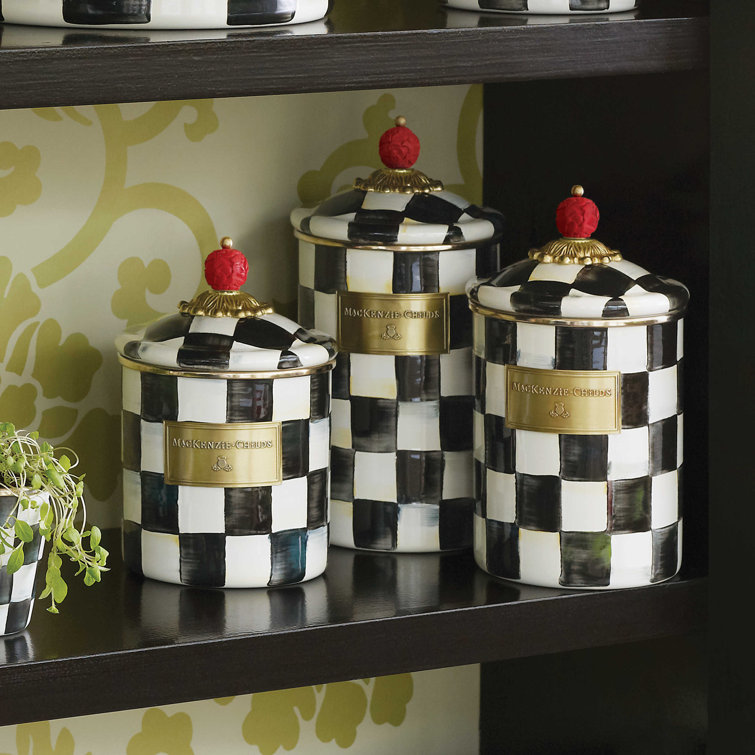 Large Black and White Stainless Steel Enamel Storage Canister