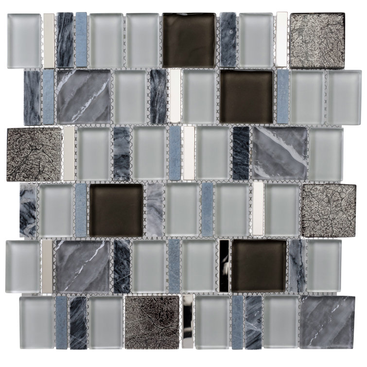 Estee Hexagon Mosaic Tile in Gray and Black