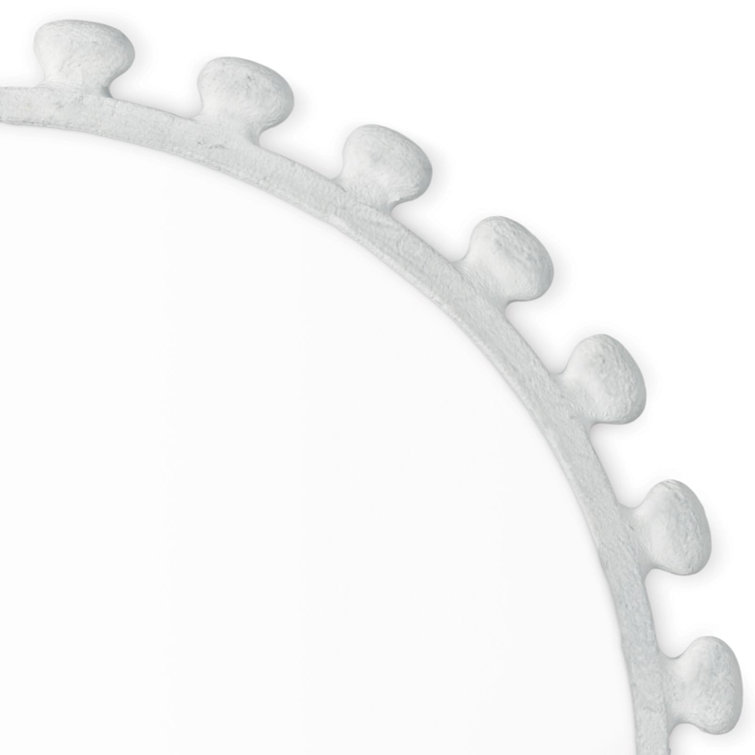 Matte White Round Aluminum Wall Mirror with Protruding Knobs