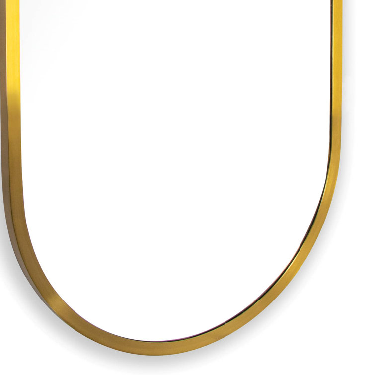 50" x 21" Natural Brass Oval Full Length Mirror