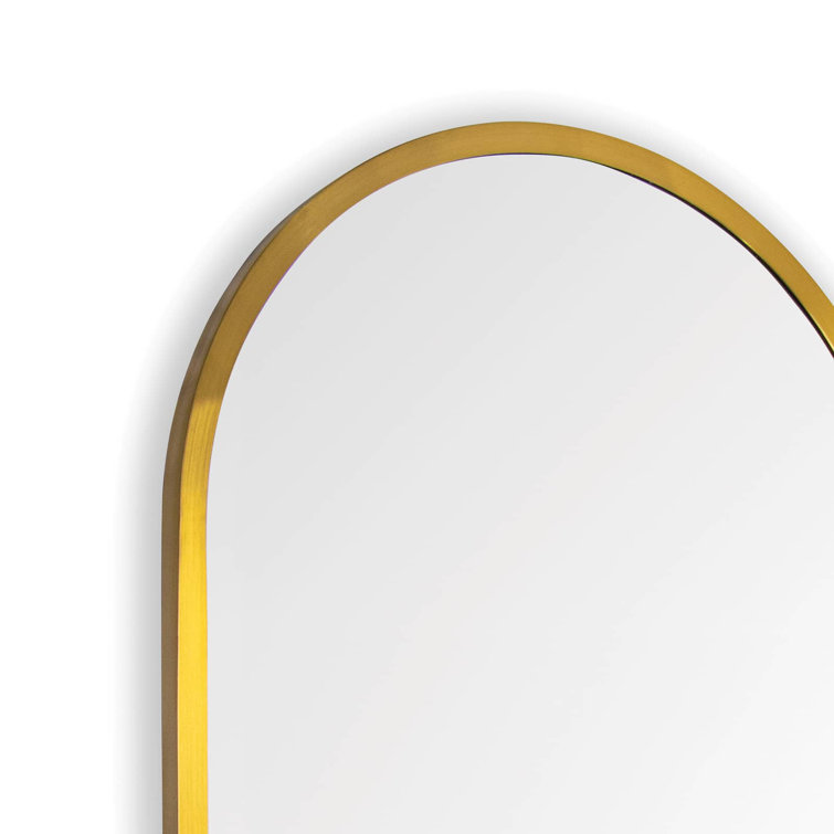50" x 21" Natural Brass Oval Full Length Mirror