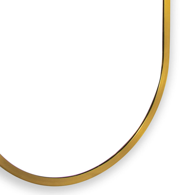 50" x 21" Natural Brass Oval Full Length Mirror