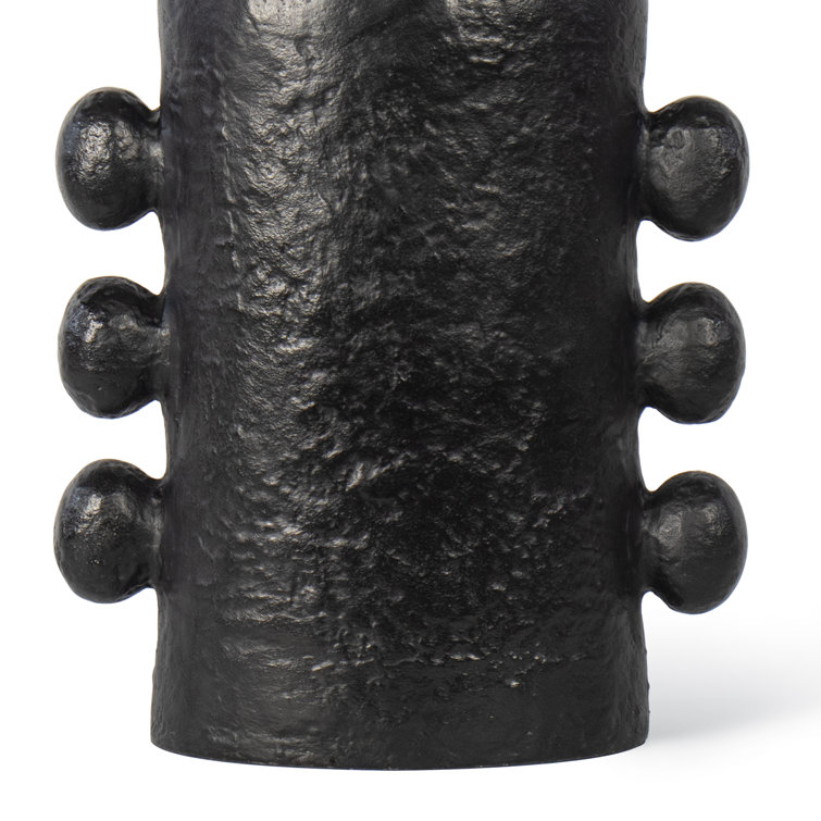 Black Sculptural Metal Table Lamp with Linen Shade