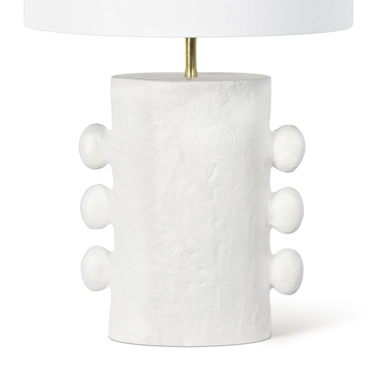 White Linen Shade Table Lamp with Polished Brass Spider
