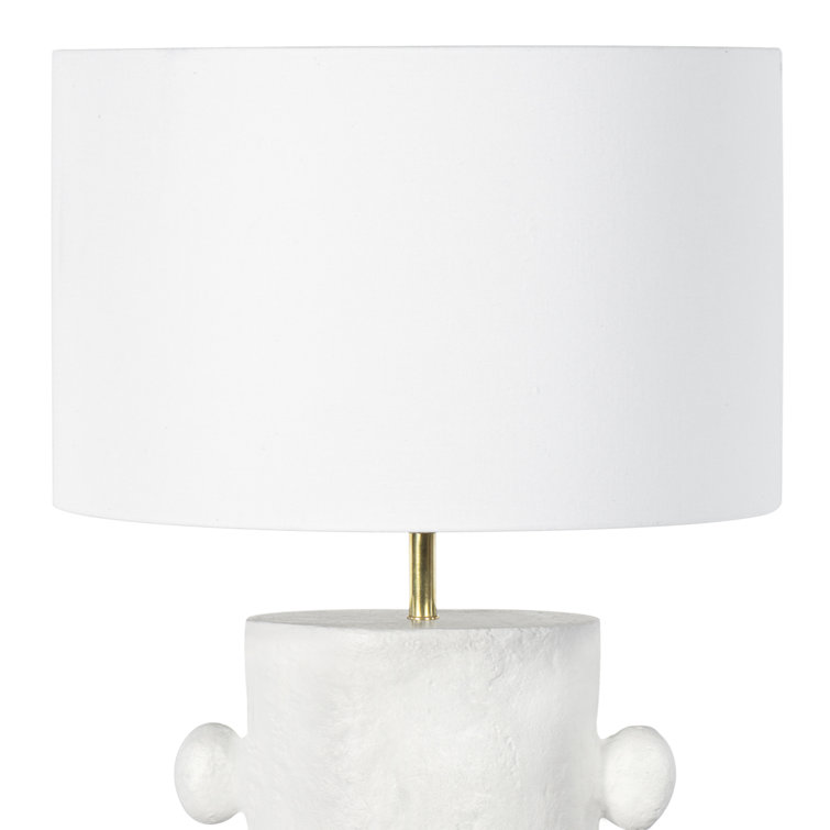 White Linen Shade Table Lamp with Polished Brass Spider