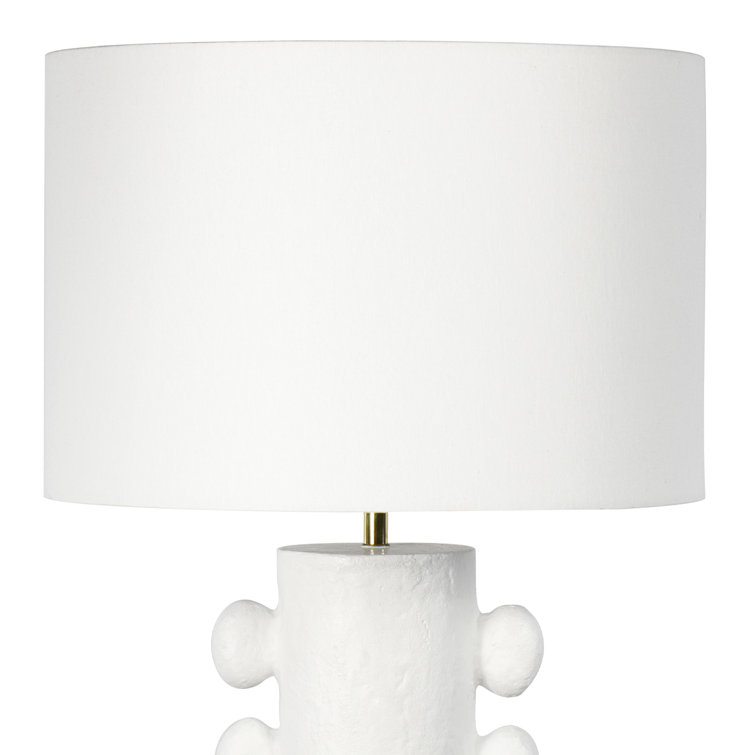 White Linen Shade Table Lamp with Polished Brass Spider